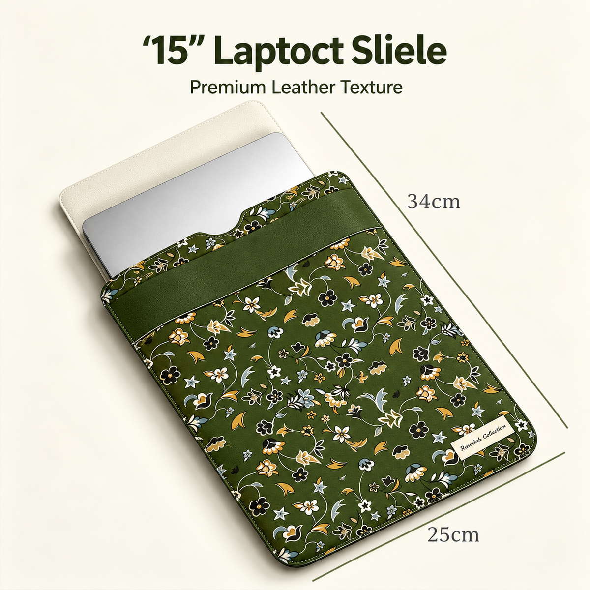 Rawdah Inspired Laptop Sleeve Bag – Madinah Floral Design | Protective Laptop Case 34 × 25cm