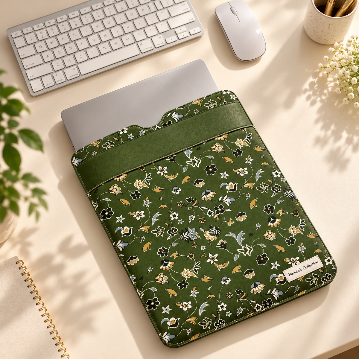 Rawdah Inspired Laptop Sleeve Bag – Madinah Floral Design | Protective Laptop Case 34 × 25cm