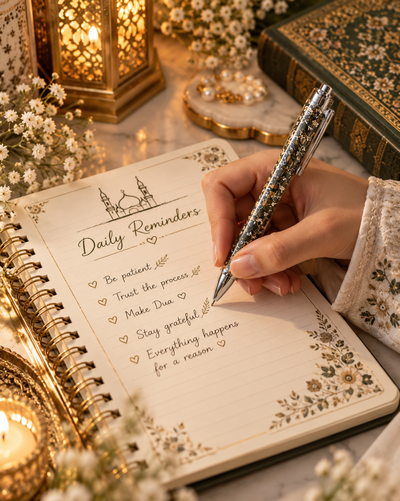 Rawdah Inspired Floral Ballpoint Pen – Madinah Islamic Stationery | Elegant 0.5mm Writing Pen