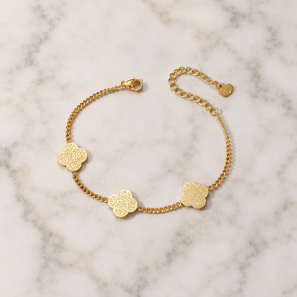 Arabic Calligraphy Clover Bracelet