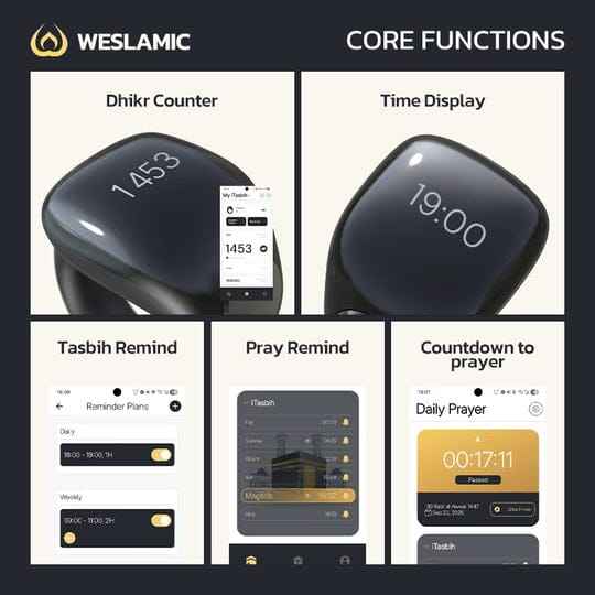 Itasbih Zikr Ring Salah Reminder recharchable - Zikr ring - Smart tasbih - Digital zikr - Dhikr counter - Islamic tech - Islamic Gift - Hajj/Umrah Gifts - Ramadan/Eid Gift
