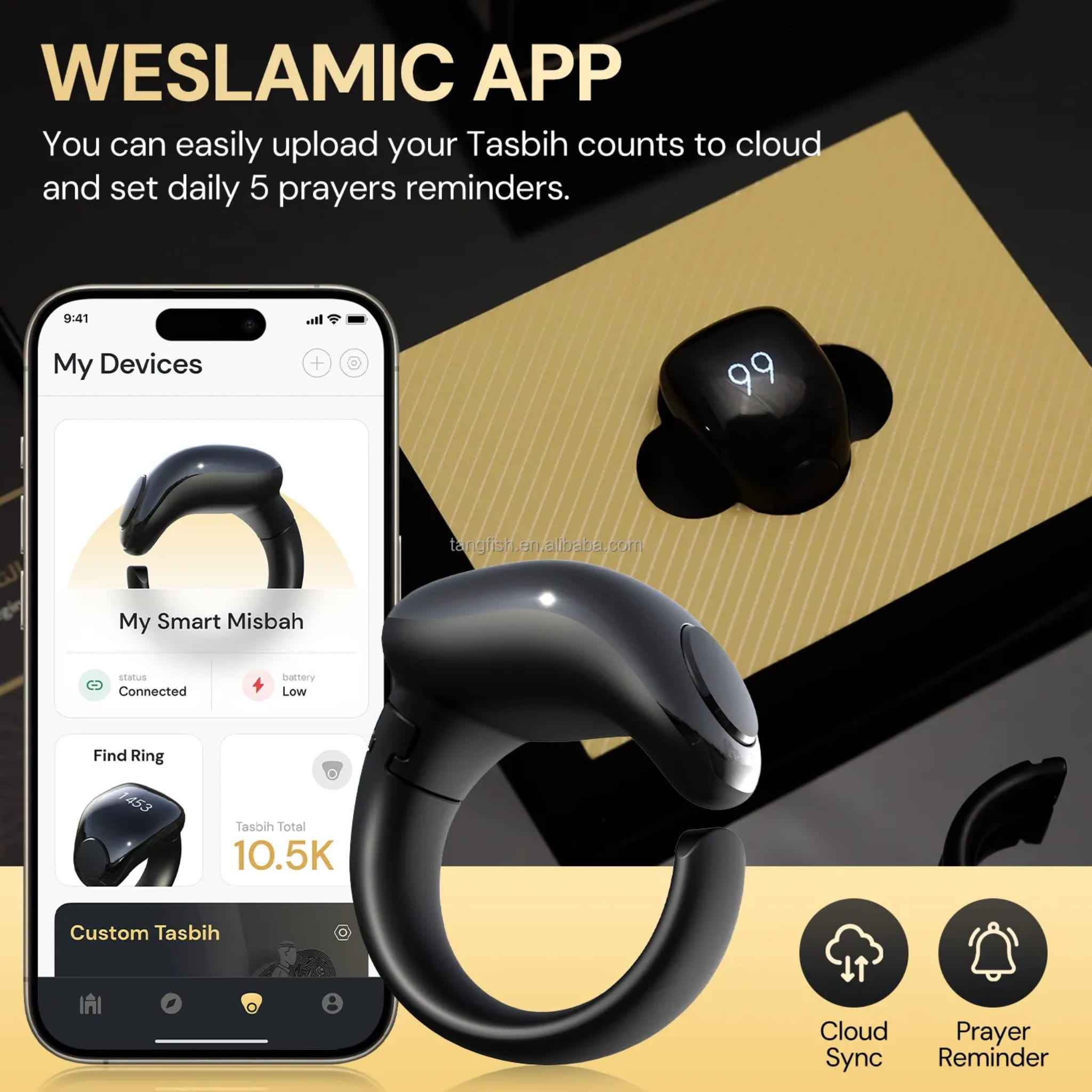 Itasbih Zikr Ring Salah Reminder recharchable - Zikr ring - Smart tasbih - Digital zikr - Dhikr counter - Islamic tech - Islamic Gift - Hajj/Umrah Gifts - Ramadan/Eid Gift