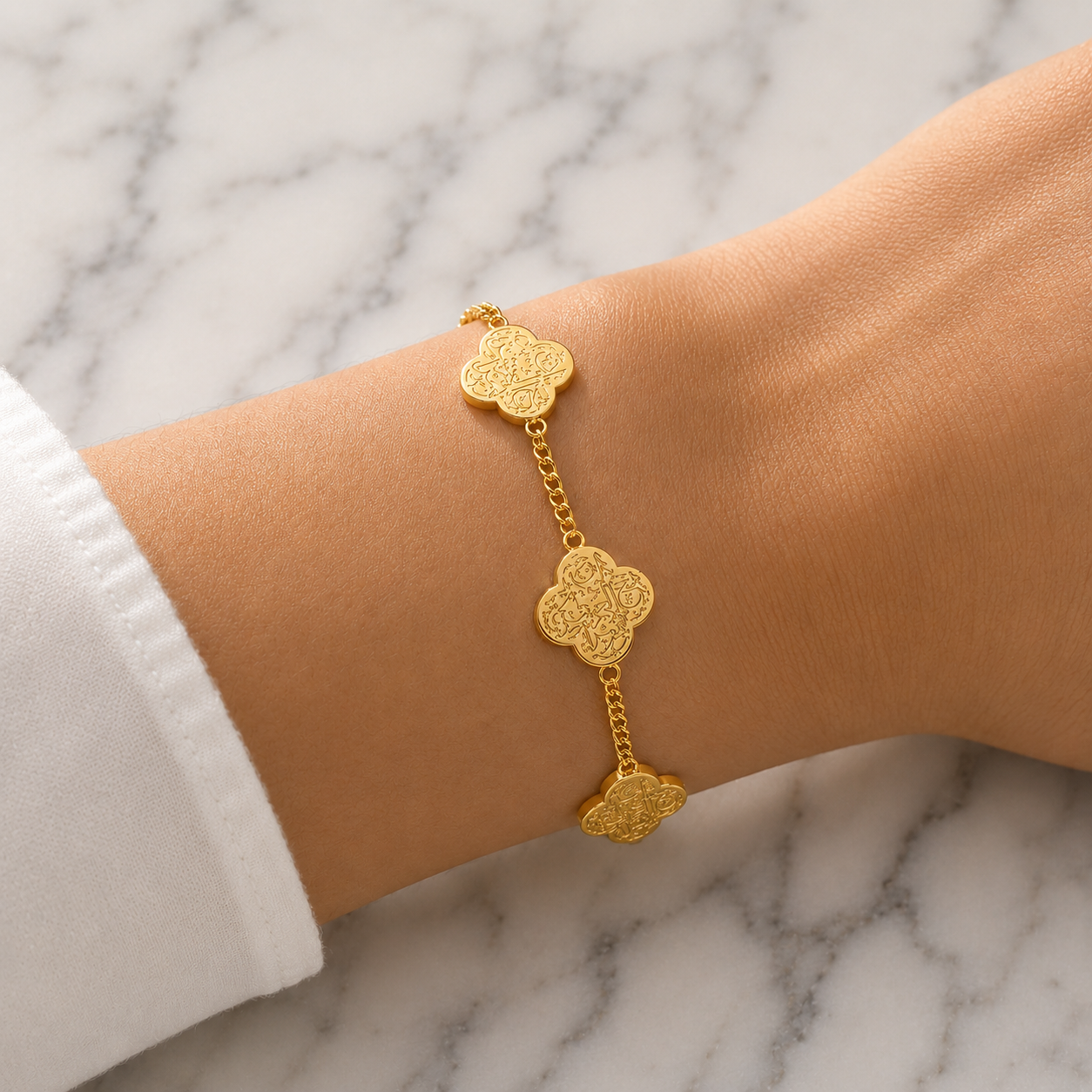 Arabic Calligraphy Clover Bracelet
