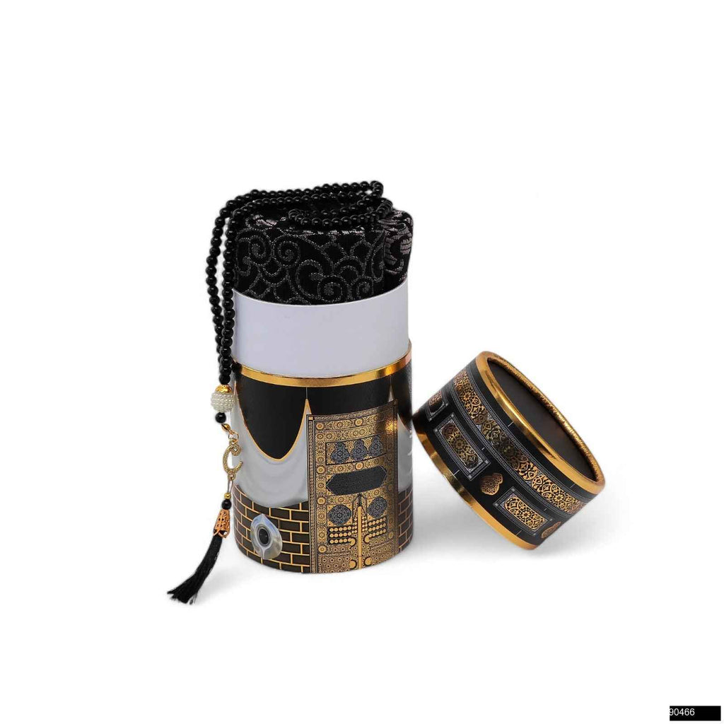 Kaaba Design Gift Set Prayer Rug & Prayer Beads Kaaba Design