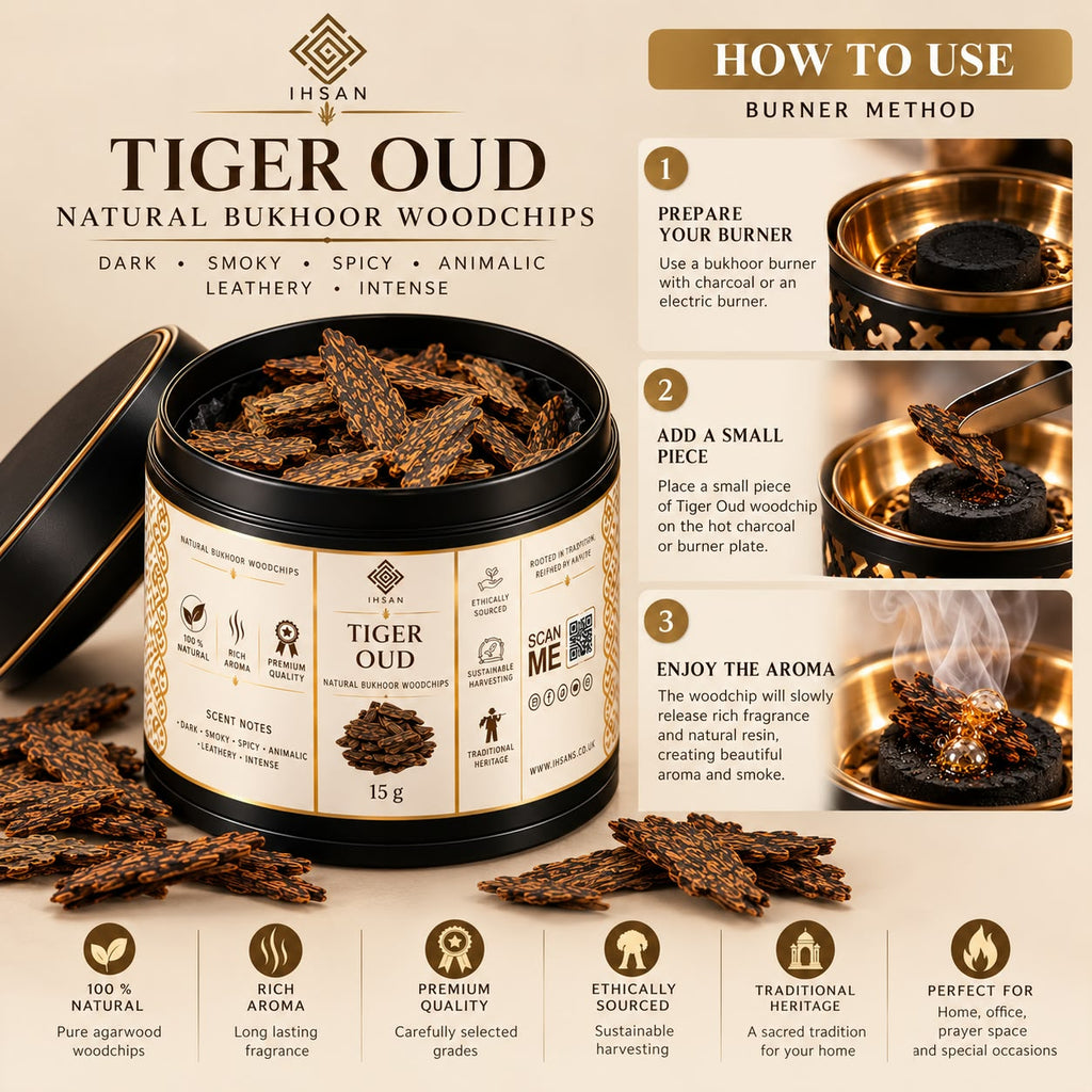 Tiger Oud Woodchips 15g – Borneo Agarwood | 100% Natural Resin-Rich Oud in Black Presentation Tin