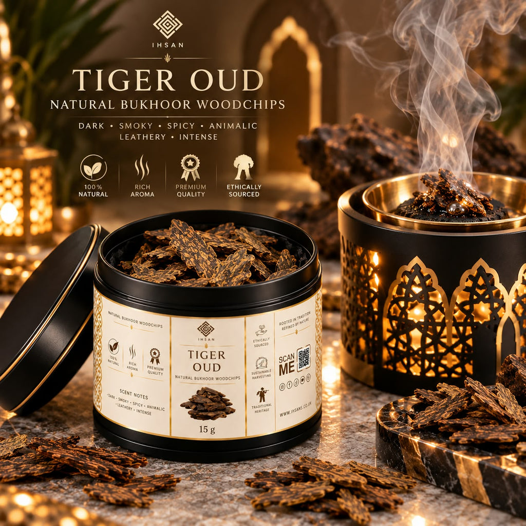 Tiger Oud Woodchips 15g – Borneo Agarwood | 100% Natural Resin-Rich Oud in Black Presentation Tin