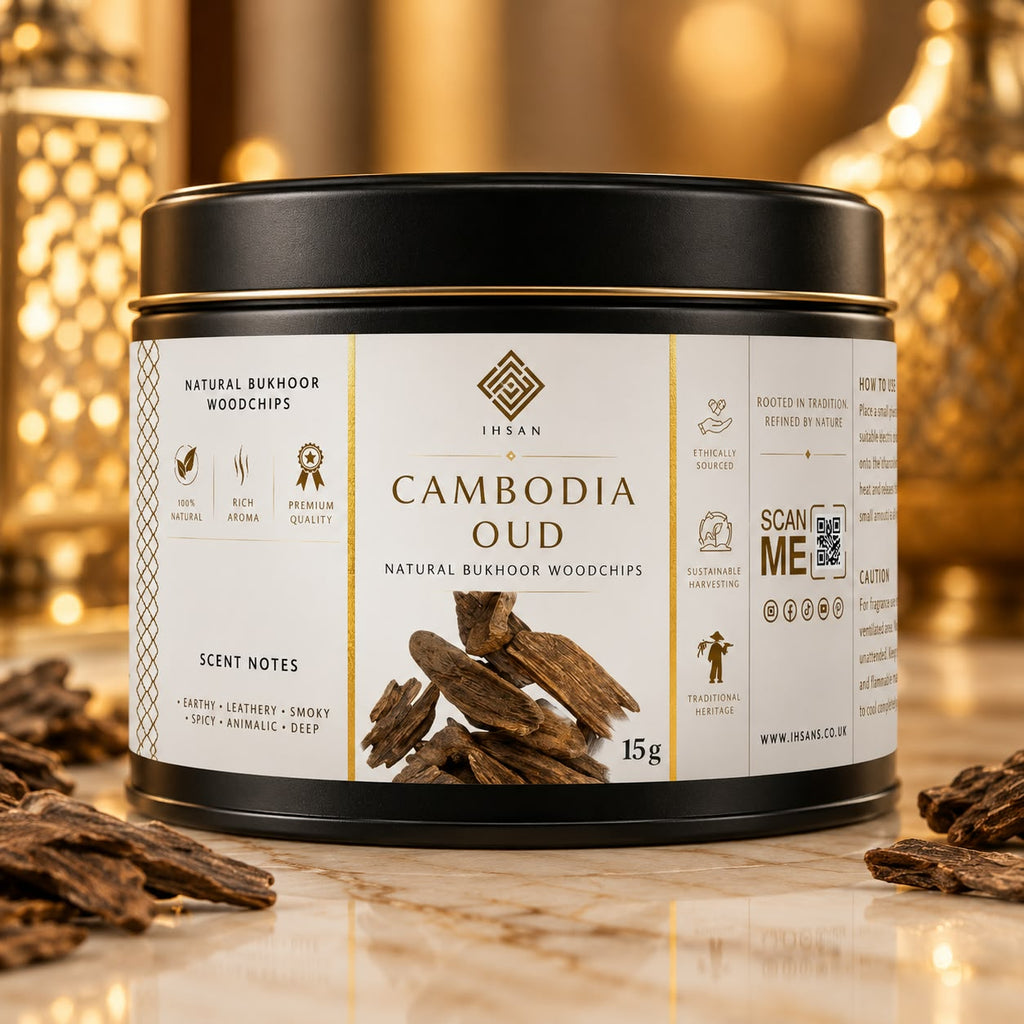 Cambodian Oud Woodchips 15g – 100% Natural Agarwood | Pure Resin-Rich Oud in Black Presentation Tin