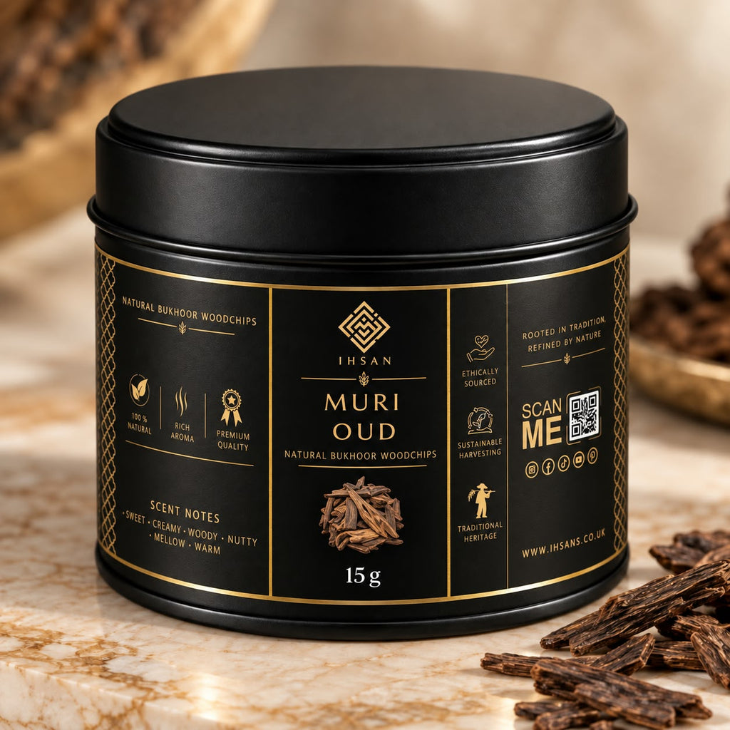 Muri Indian Oud Woodchips 15g – 100% Natural Agarwood | Pure Resin-Rich Oud in Black Presentation Tin