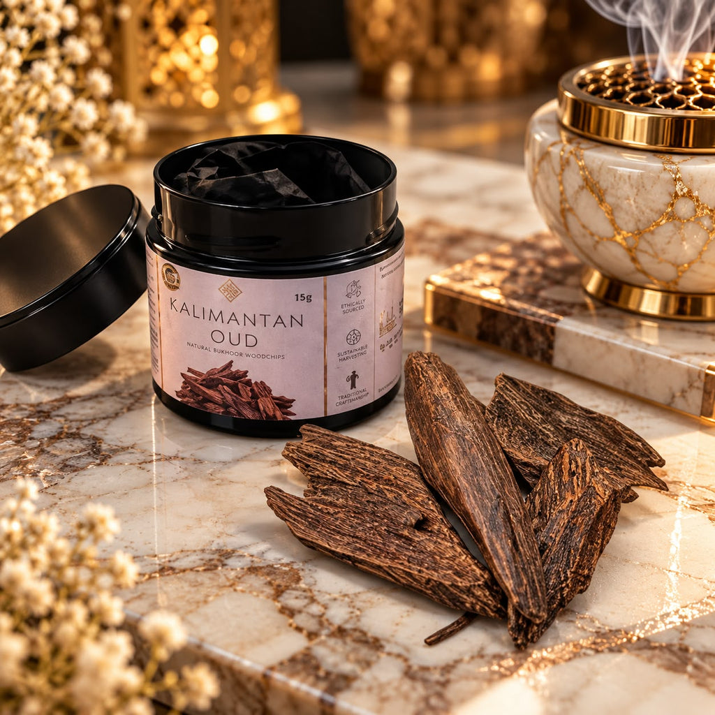 Kalimantan Oud Woodchips 15g – 100% Natural Agarwood | Pure Resin-Rich Oud in Black Presentation Tin