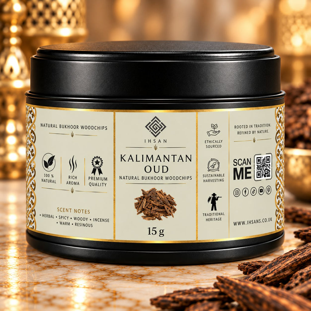 Kalimantan Oud Woodchips 15g – 100% Natural Agarwood | Pure Resin-Rich Oud in Black Presentation Tin