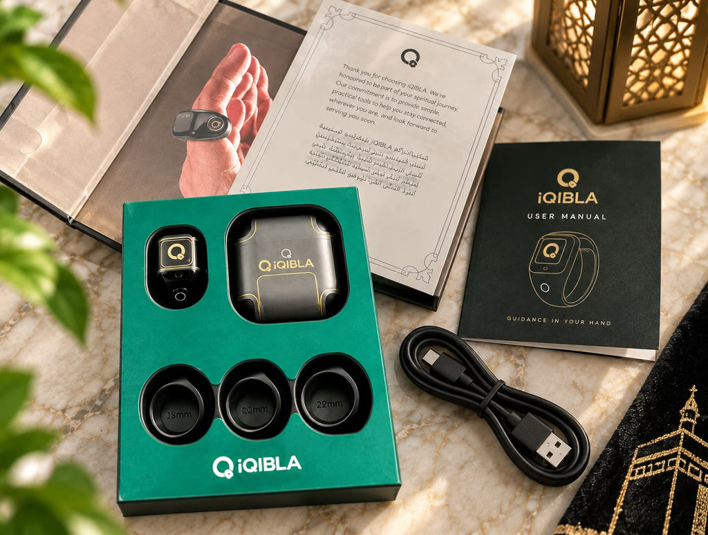 iQibla JOOD J01 smart digital Tasbih ring with original retail packaging