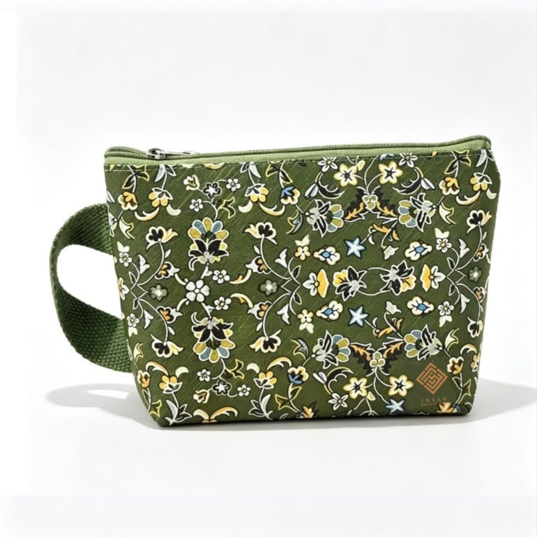 Rawdah Inspired  Makeup Bag&  Pencil Case – Madinah Floral Design | Multipurpose Travel & Cosmetic Pouch