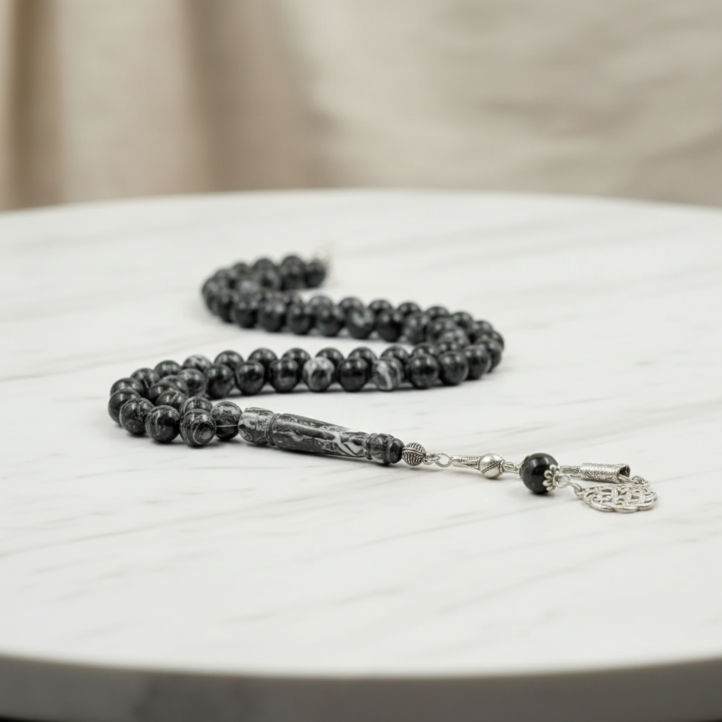 Black Marble Effect Tasbih 45pcs