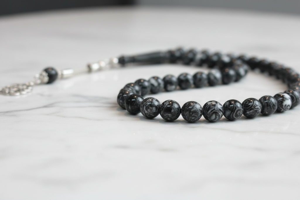 Black Marble Effect Tasbih 45pcs
