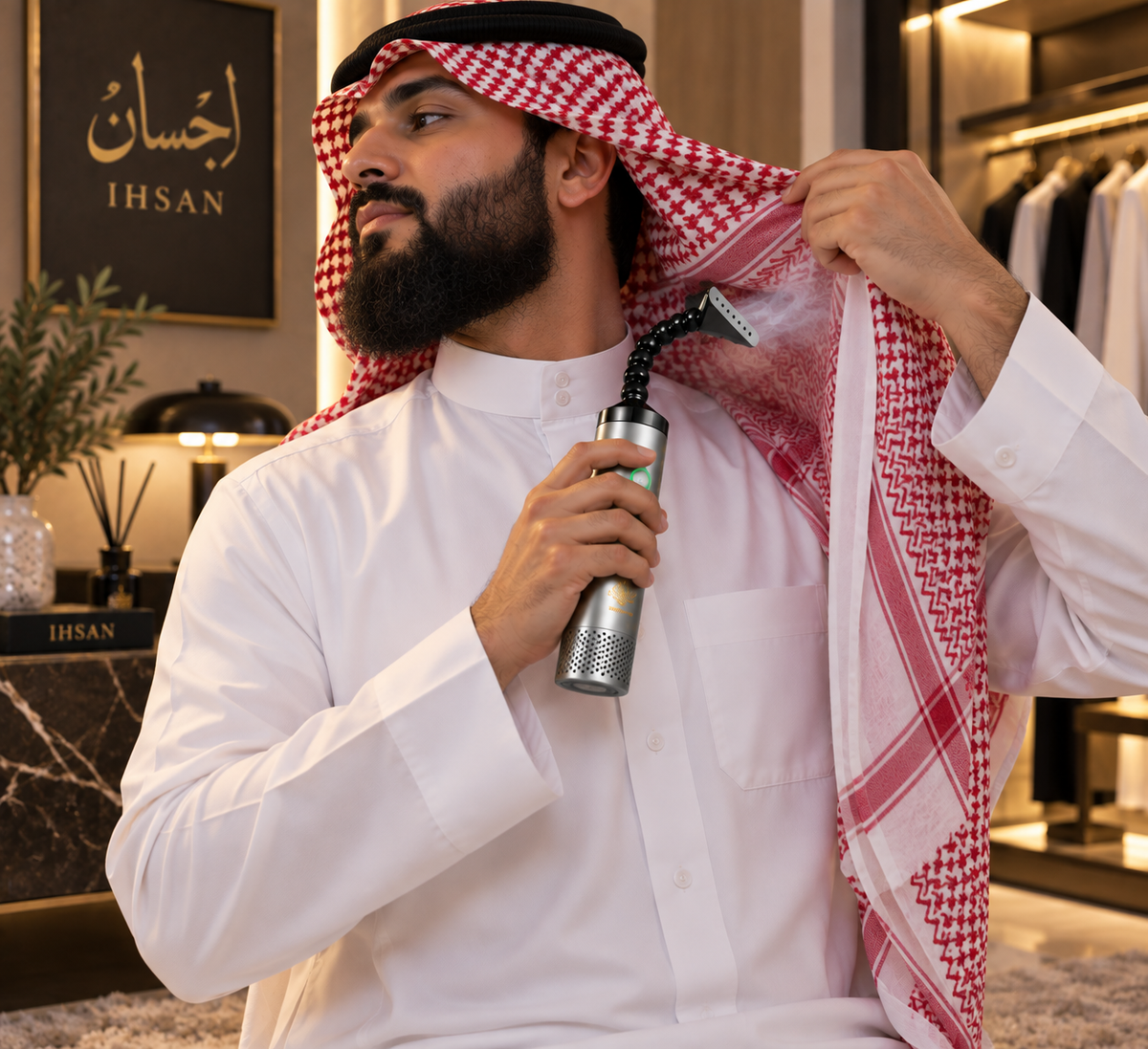 Portable Electric Bukhoor Burner Battery Operated Incense Burner with Flexible Smoke Pipe Clothes, Hair Beard & Home Fragrance