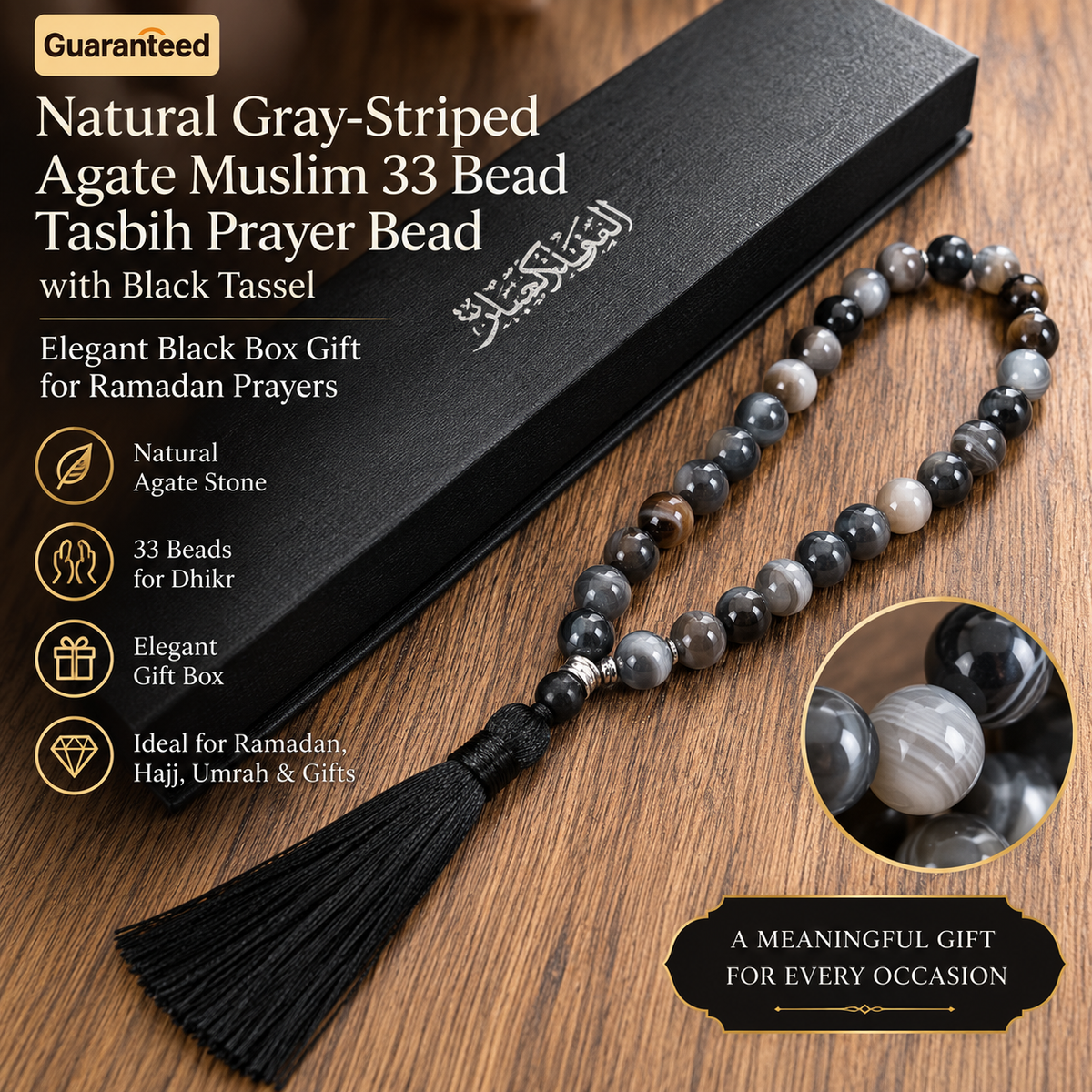 Premium Natural Agate Stone Tasbih Prayer Beads