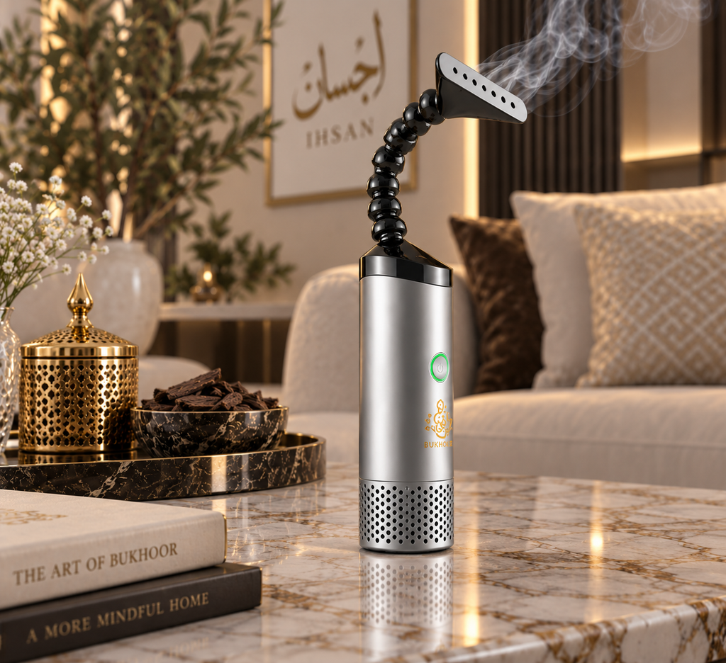 Portable Electric Bukhoor Burner Battery Operated Incense Burner with Flexible Smoke Pipe Clothes, Hair Beard & Home Fragrance