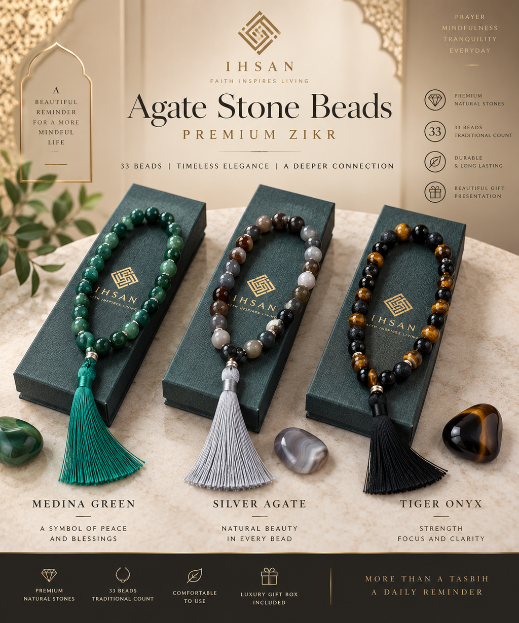 Premium Natural Agate Stone Tasbih Prayer Beads