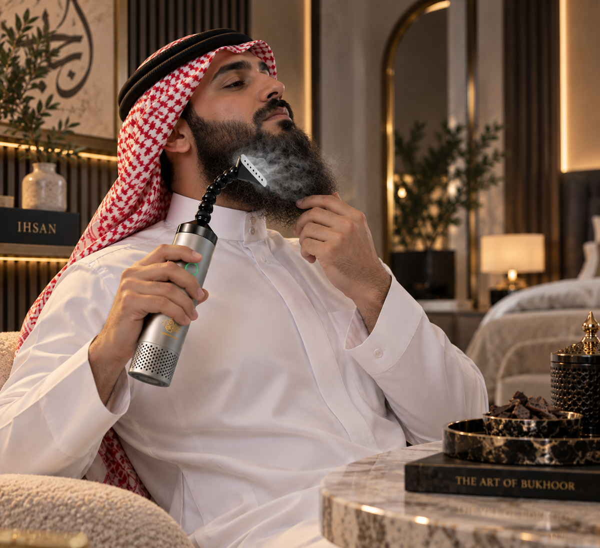 Portable Electric Bukhoor Burner Battery Operated Incense Burner with Flexible Smoke Pipe Clothes, Hair Beard & Home Fragrance