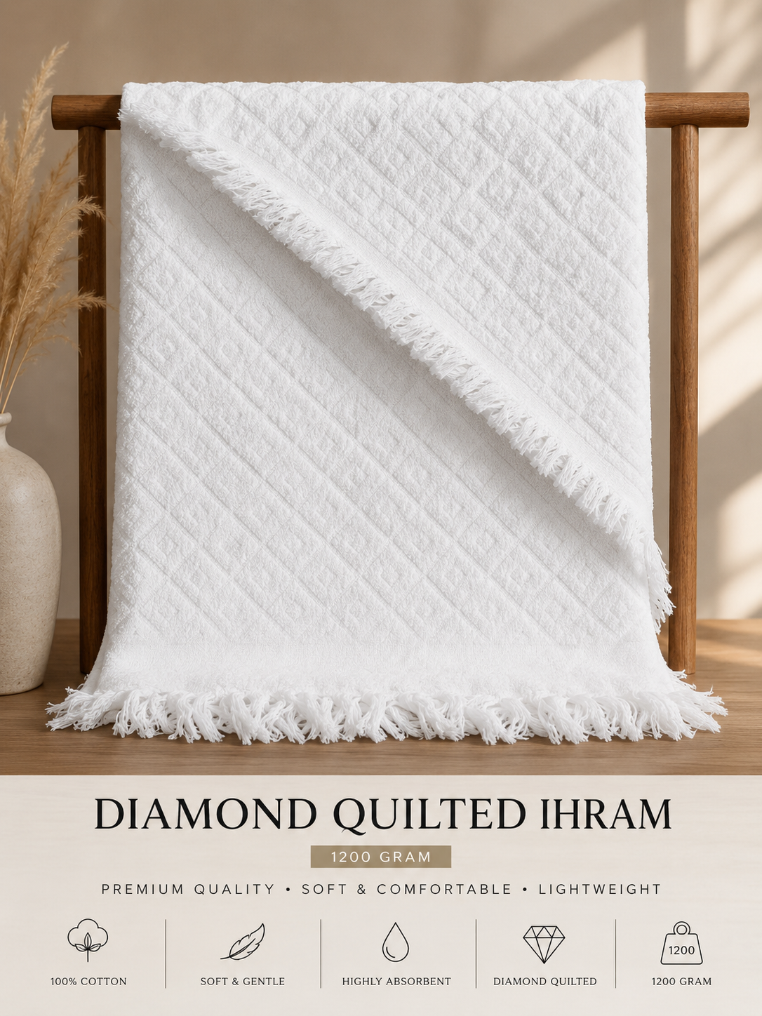 Bamboo Cotton Ihram Set (2 Pieces)  Premium Quality