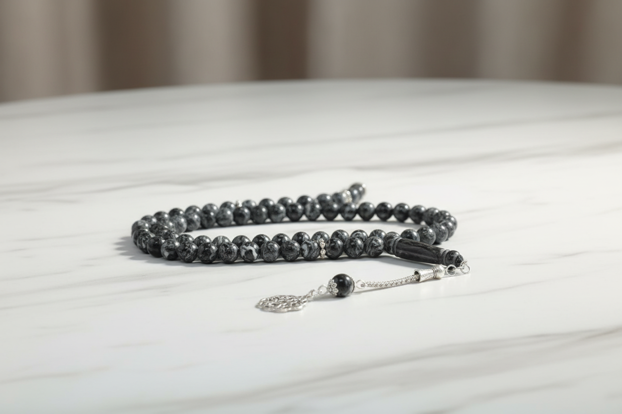Black Marble Effect Tasbih 45pcs